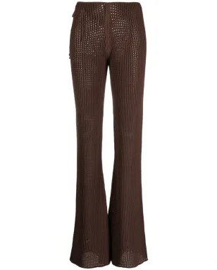 ANDREĀDAMO ワッフルニット カットアウト フレアパンツ - ブラウン - サムネイル1