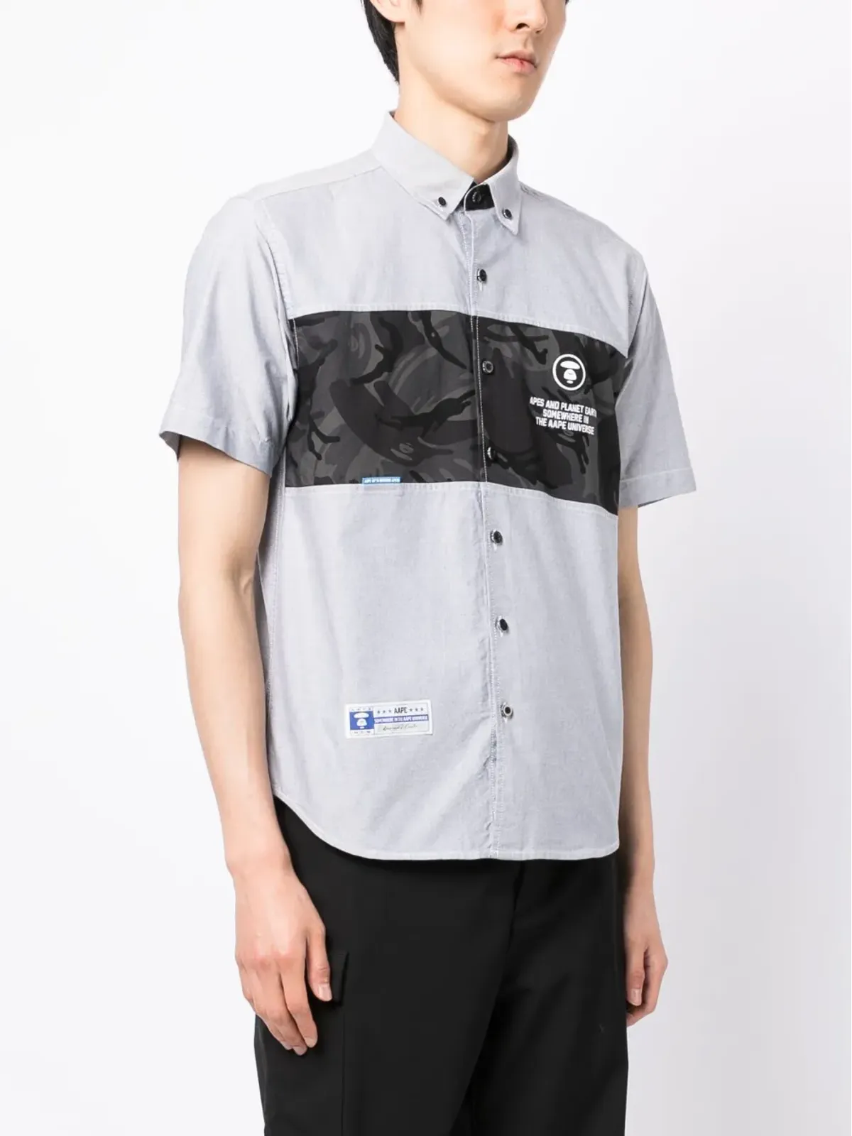 AAPE BY *A BATHING APE® カモフラージュプリント ロゴパッチ シャツ - 画像3