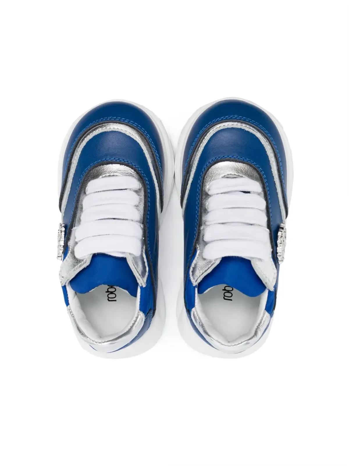 Roberto Cavalli Junior ロゴプレート付きレザー ローカットスニーカー - 画像3