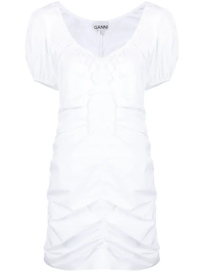 Ganni GANNI ギャザー入りパフスリーブ ミニドレスの商品画像