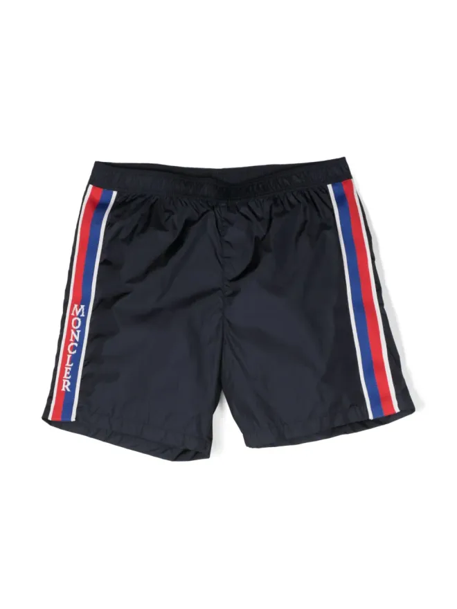 Moncler Enfant Moncler Enfant ロゴプリント入りストライプ水泳ショーツの商品画像