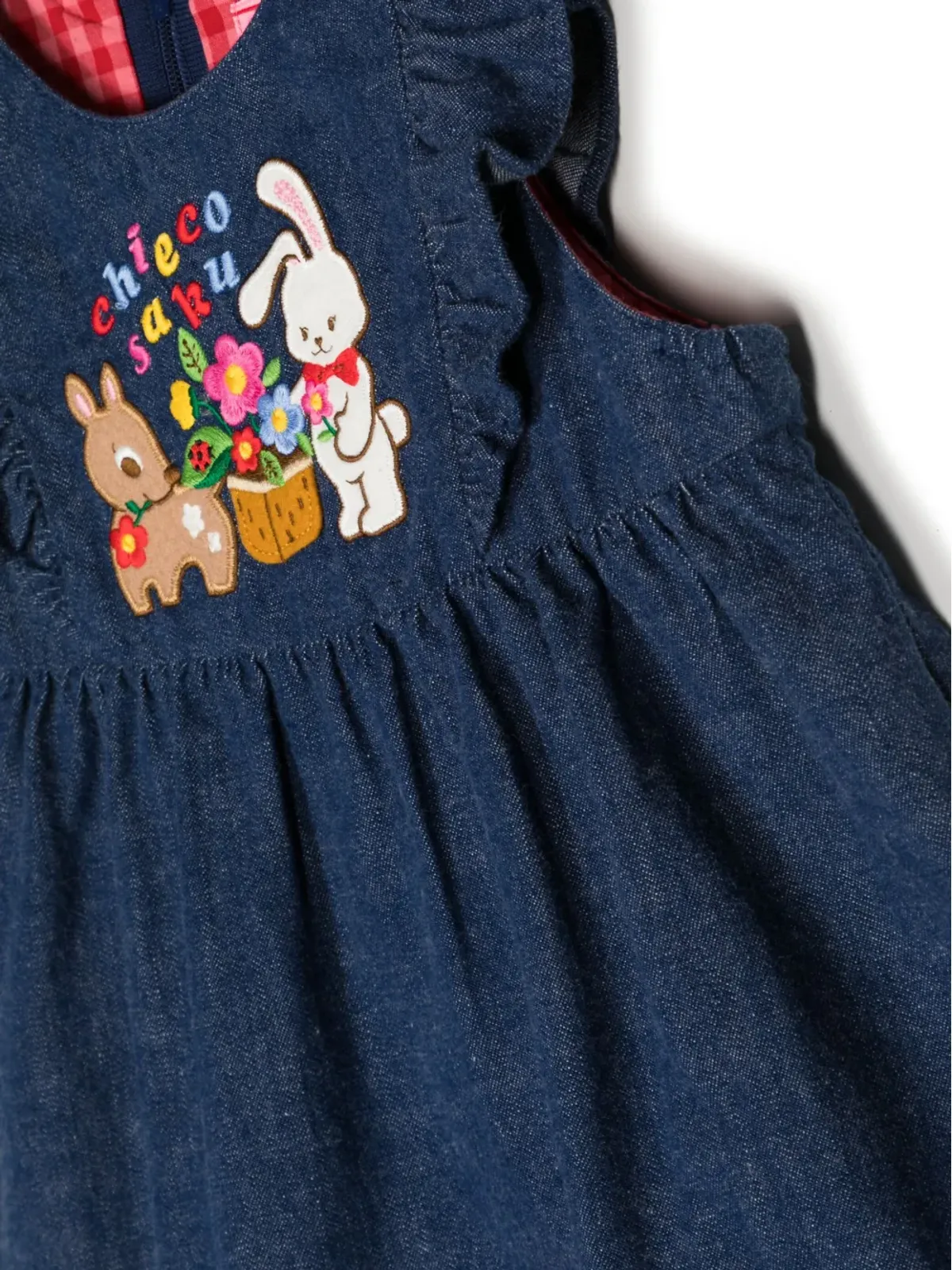 Miki House 刺繍モチーフのデニムピナフォアドレス - 画像3
