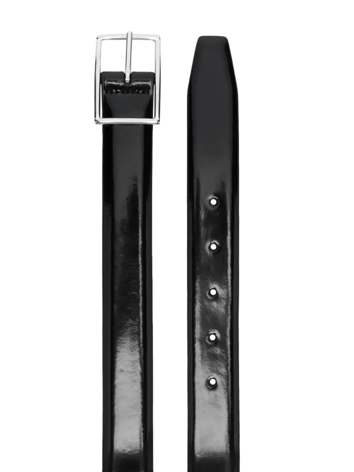 Dell'oglio 矩形バックル パテントレザー ベルト - ブラック - 画像2