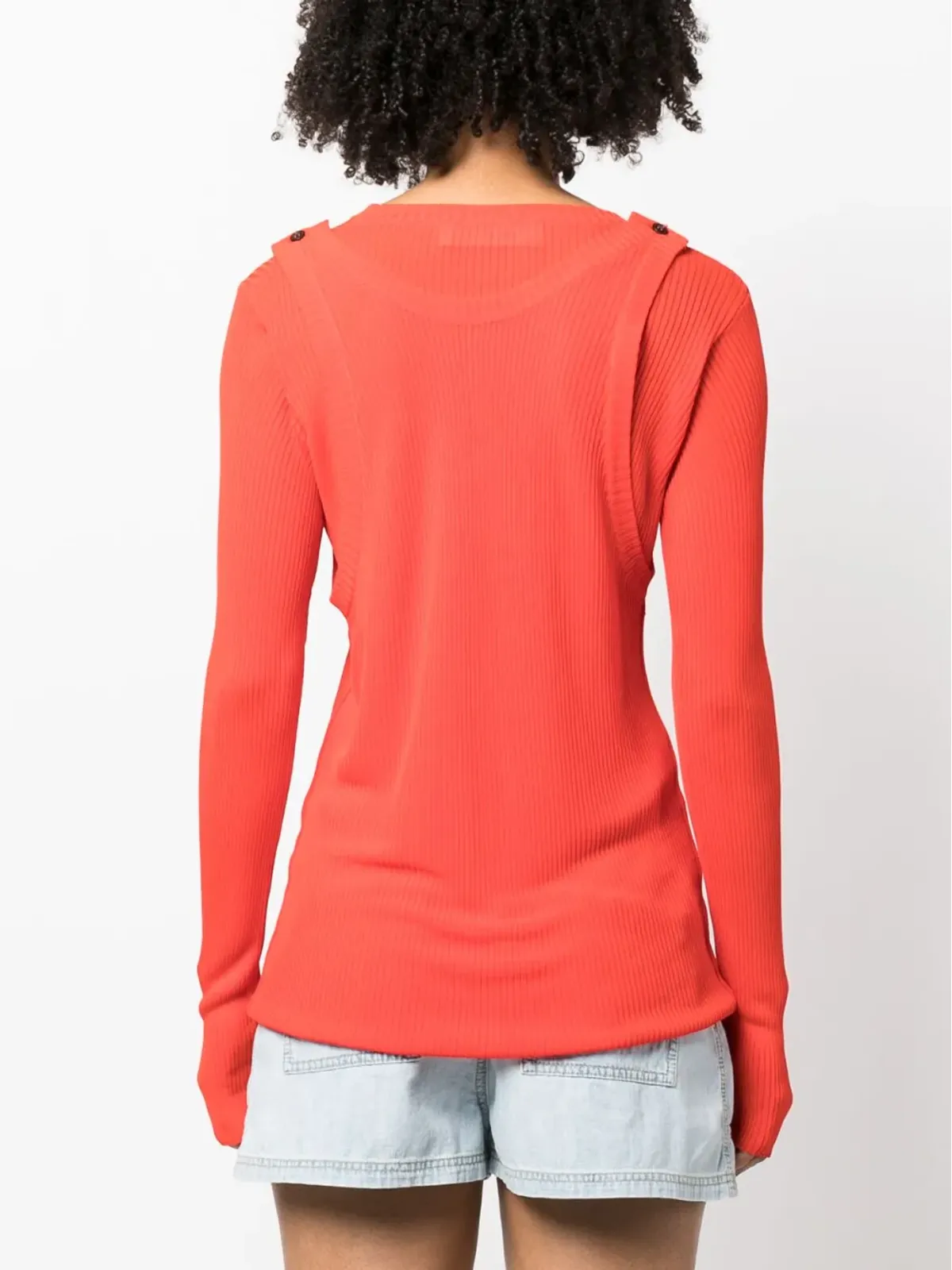 Marni レイヤード風リブ編みニットセーター - 画像4