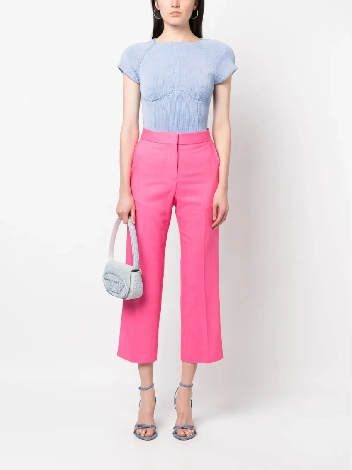 MSGM ハイウエスト クロップド トラウザー - ピンク - 画像2