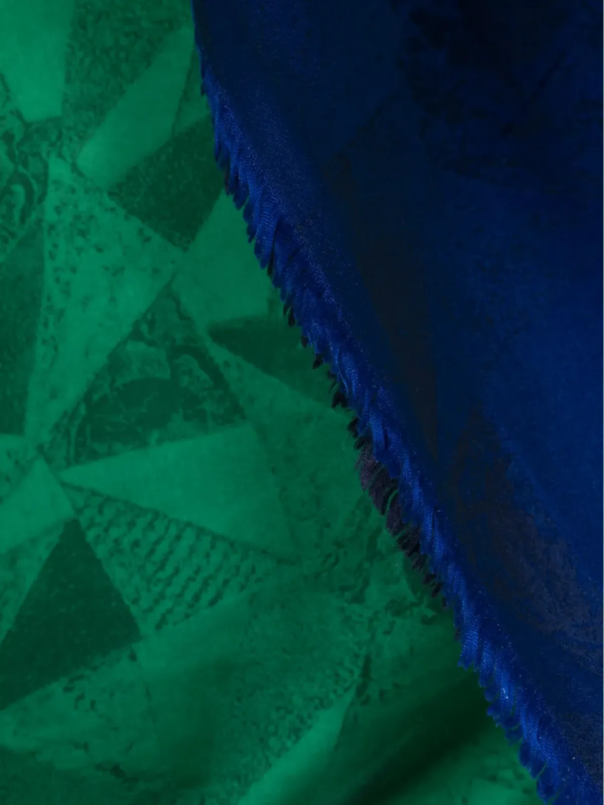 Saint Laurent Pre-Owned 1990s patterned-jacquard two-tone silk scarf - Blue - 画像3