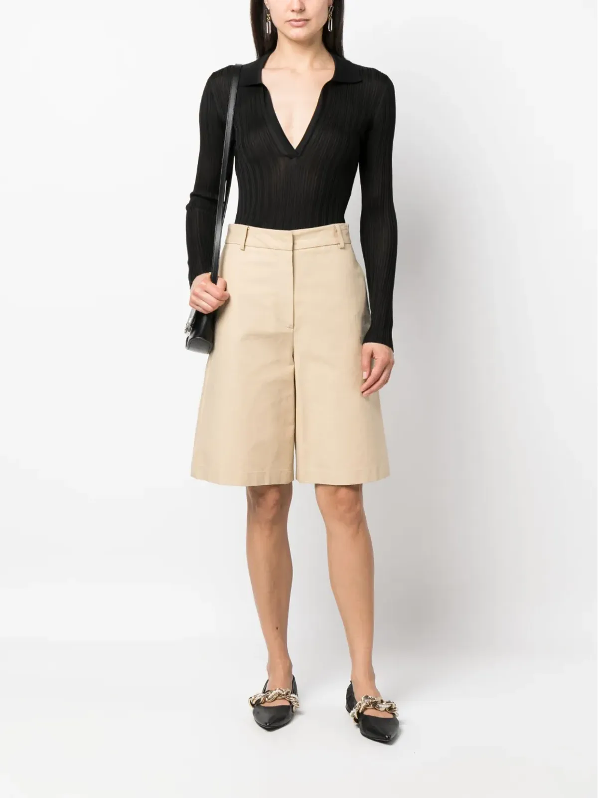 Durazzi Milano Vネック長袖ニットトップ - 画像2