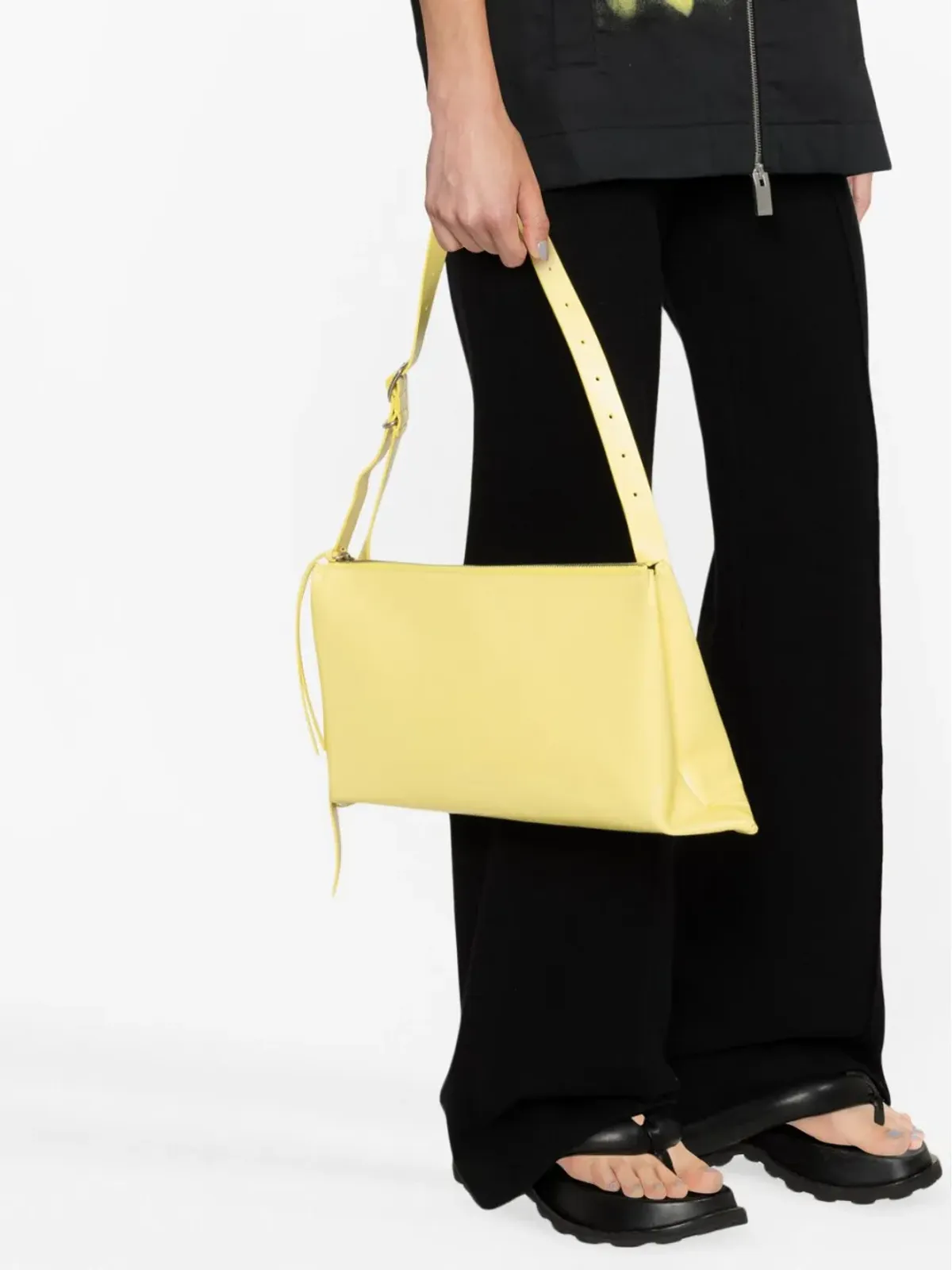 Jil Sander 折り畳み式レザーショルダーバッグ - 画像3