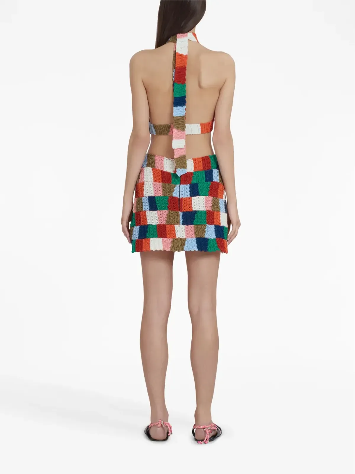 Marni カラーブロックニットスカート レッド - 画像4