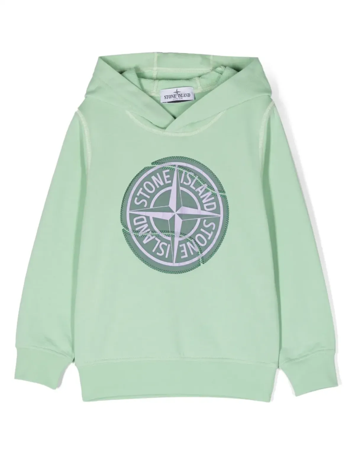 Stone Island Junior ロゴパッチ コットン フーディ - グリーン - 画像1