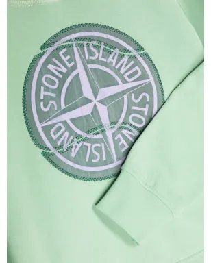 Stone Island Junior ロゴパッチ コットン フーディ - グリーン - サムネイル3