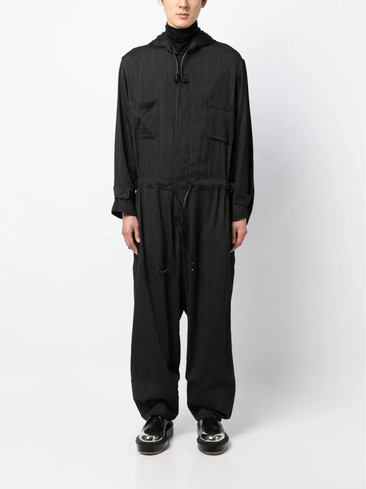 Yohji Yamamoto フード付きジップアップジャンプスーツ - 画像2