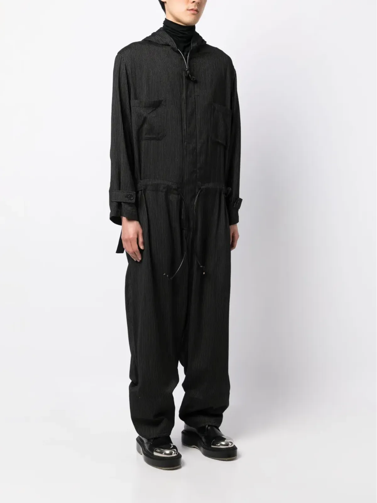 Yohji Yamamoto フード付きジップアップジャンプスーツ - 画像3
