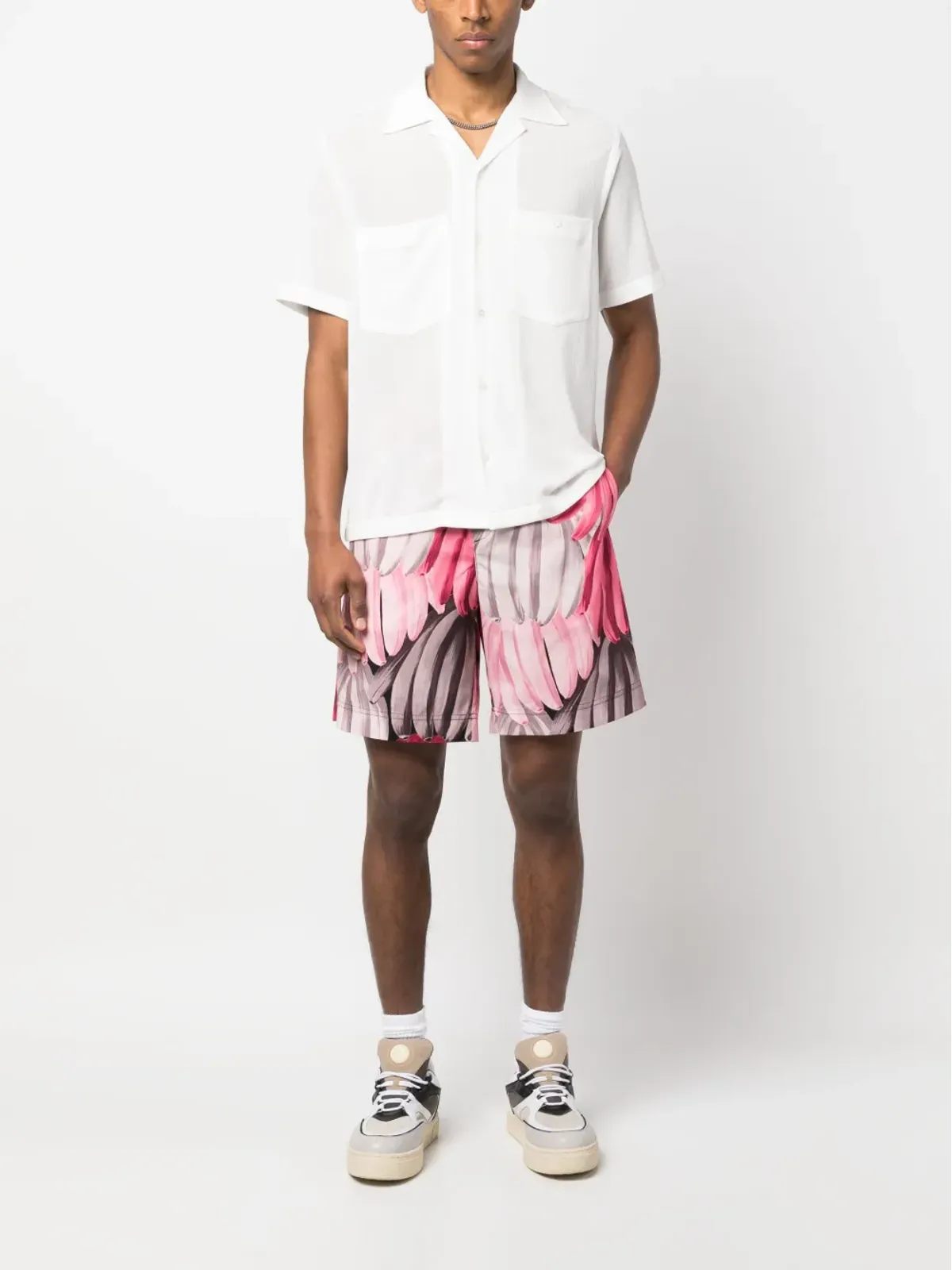 MSGM バナナ柄 トラックショートパンツ - Pink - 画像2