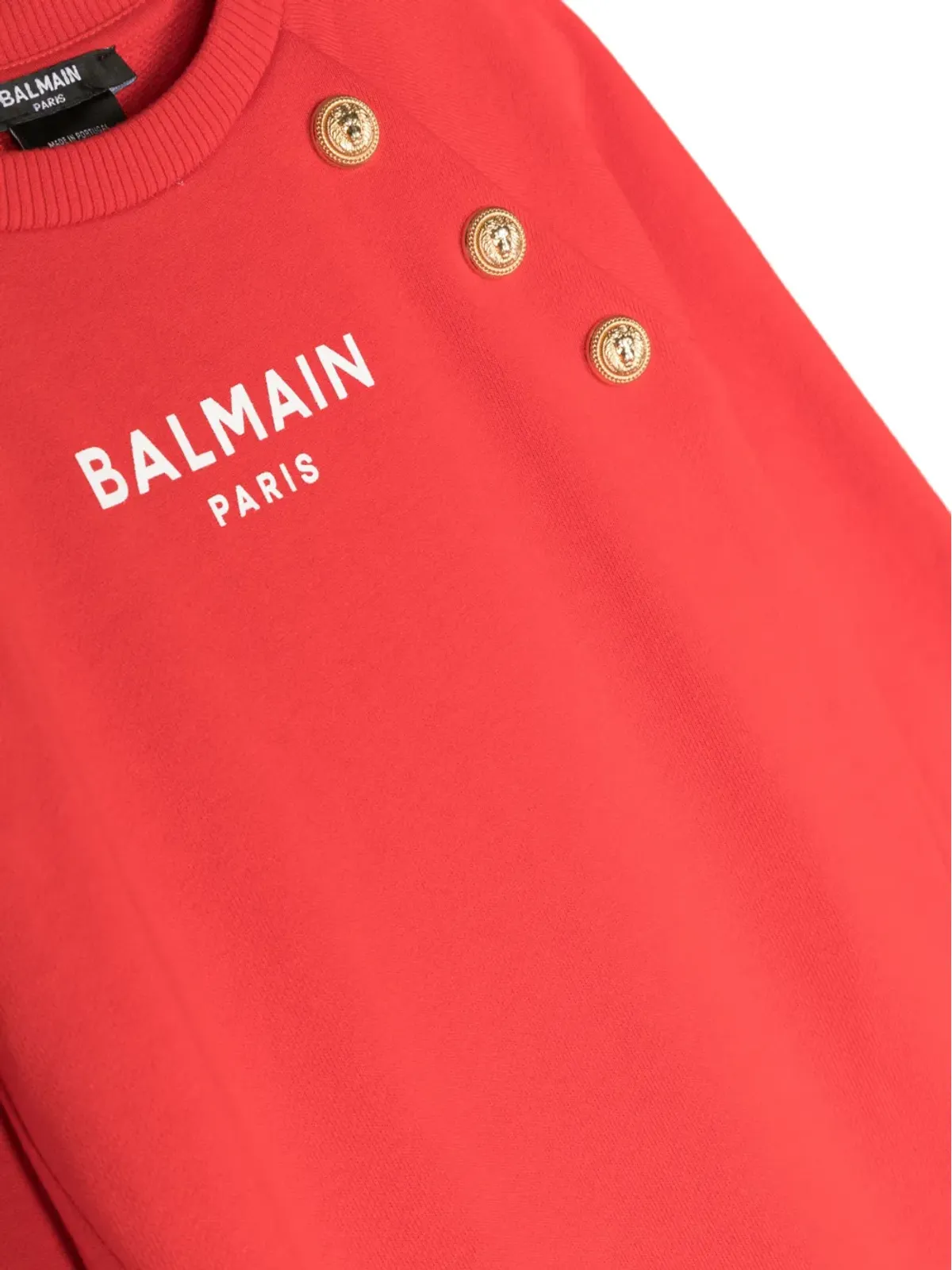Balmain Kids ボタン装飾スウェットワンピース - レッド - 画像3