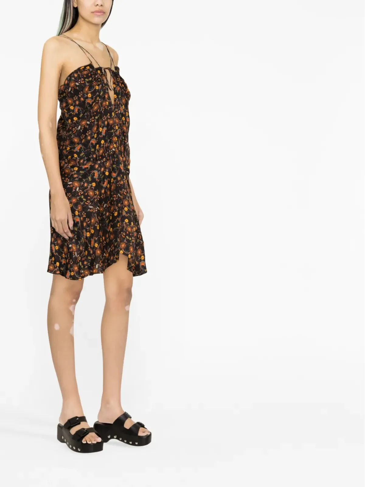 ISABEL MARANT 花柄プリントのギャザードレス - ブラック - 画像4