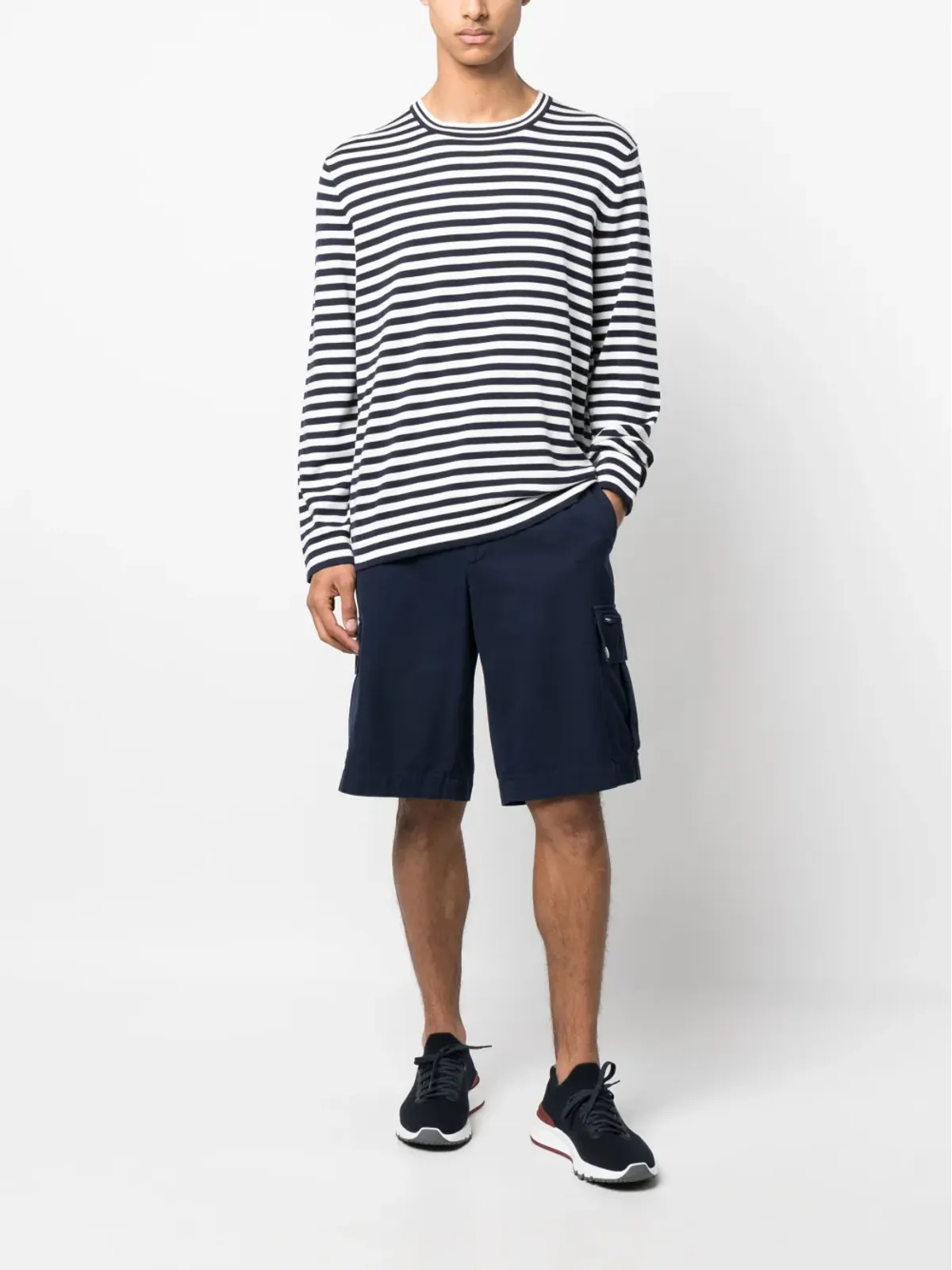 Brunello Cucinelli ストライプ長袖Tシャツ - 画像2