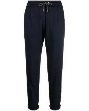 Brunello Cucinelli クロップド ドローストリング ウエストバンド トラウザーズ - Blue - サムネイル1
