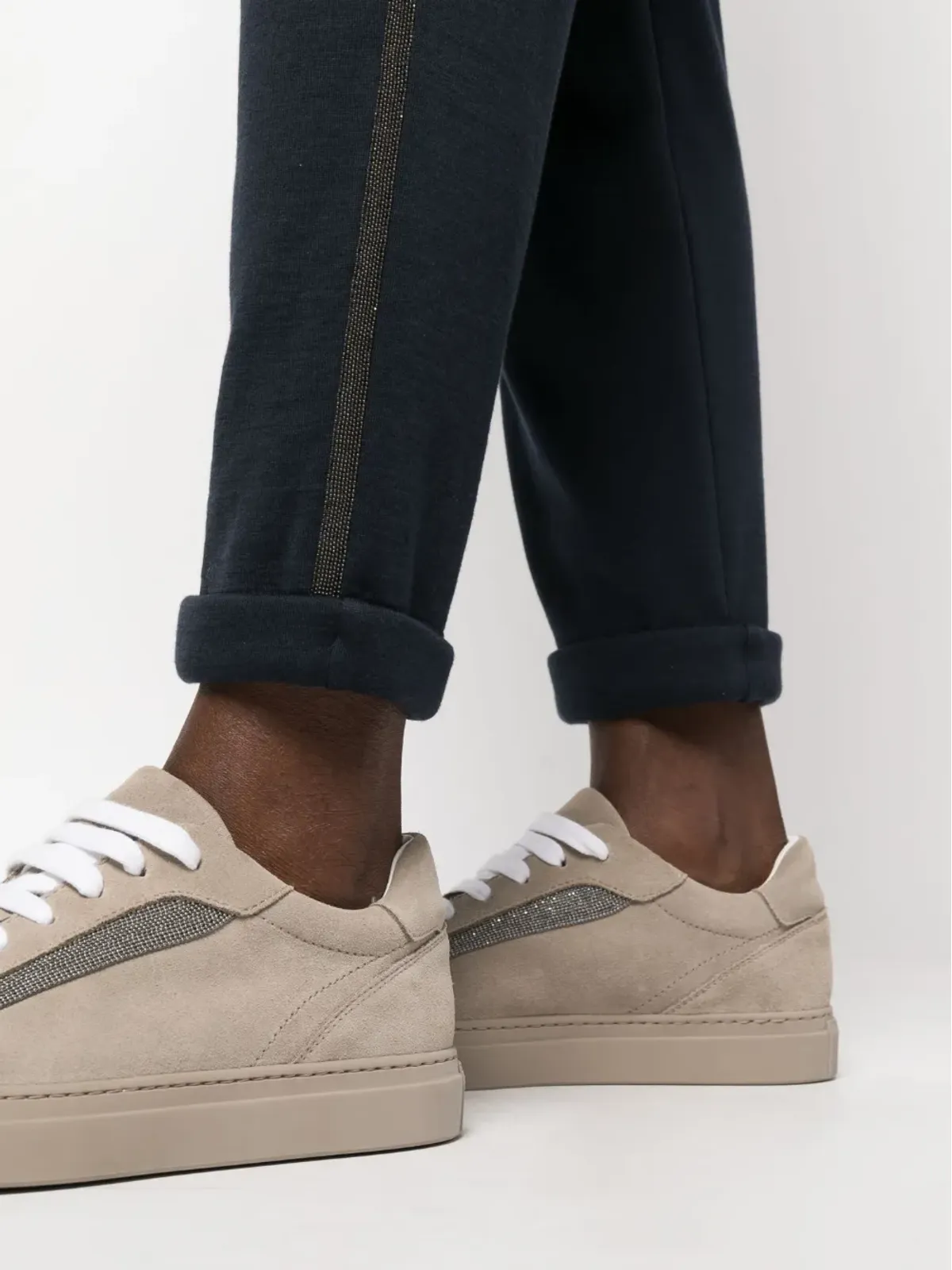 Brunello Cucinelli クロップド ドローストリング ウエストバンド トラウザーズ - Blue - 画像5