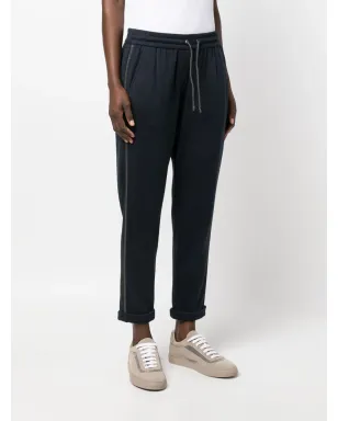 Brunello Cucinelli クロップド ドローストリング ウエストバンド トラウザーズ - Blue - サムネイル3