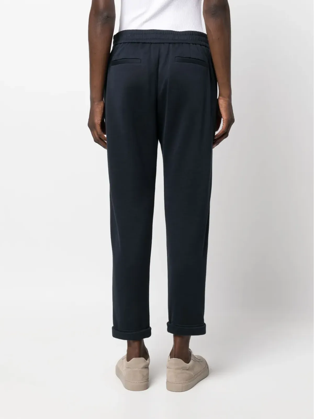Brunello Cucinelli クロップド ドローストリング ウエストバンド トラウザーズ - Blue - 画像4