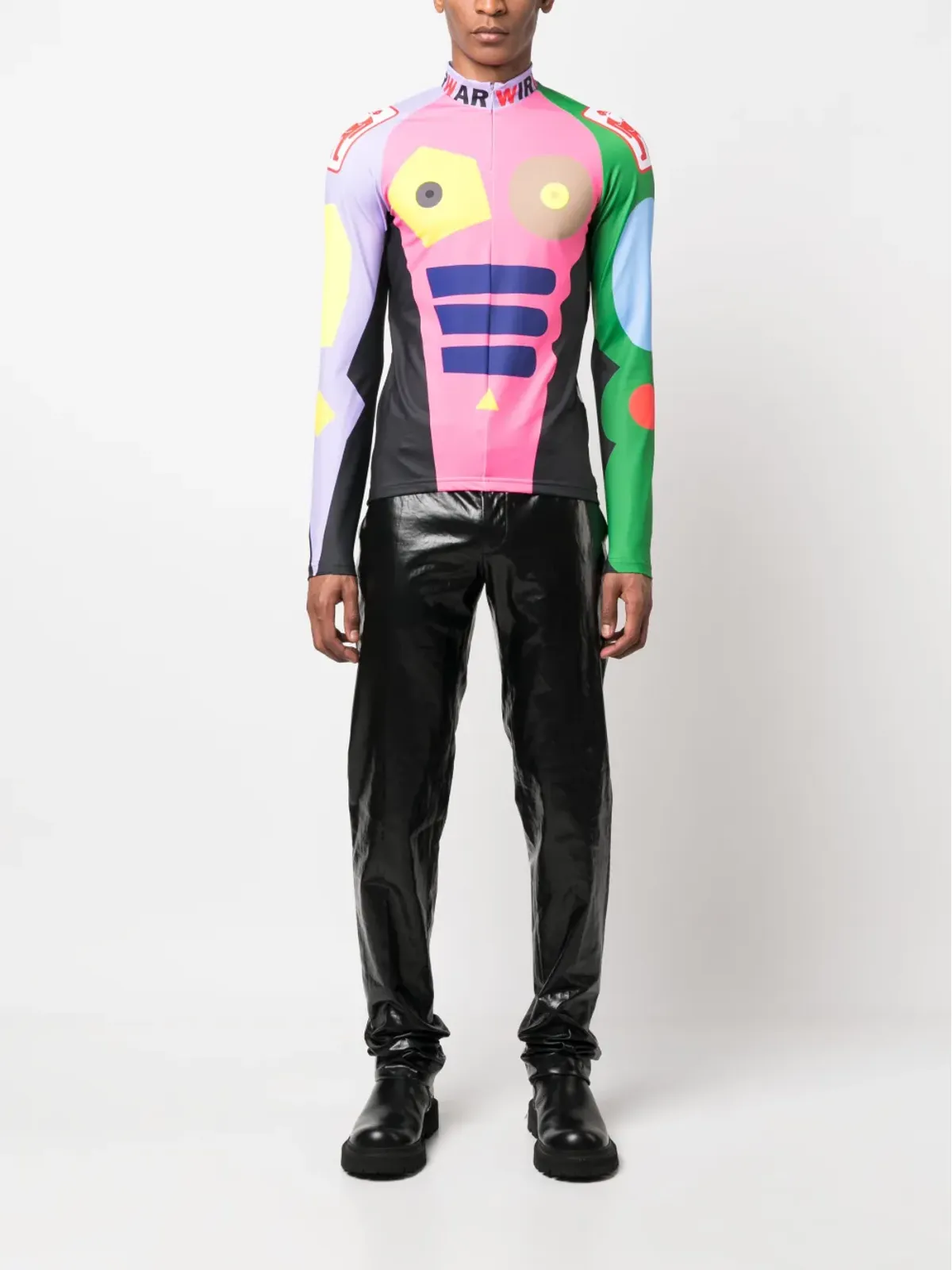 Walter Van Beirendonck シャープ ヴィニール仕上げストレートパンツ - 画像2