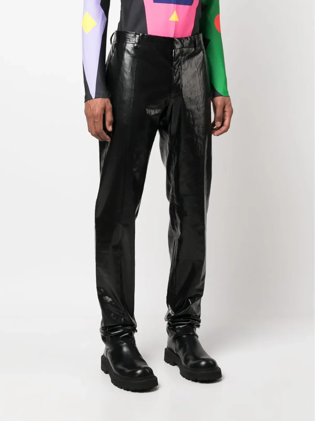 Walter Van Beirendonck シャープ ヴィニール仕上げストレートパンツ - 画像3