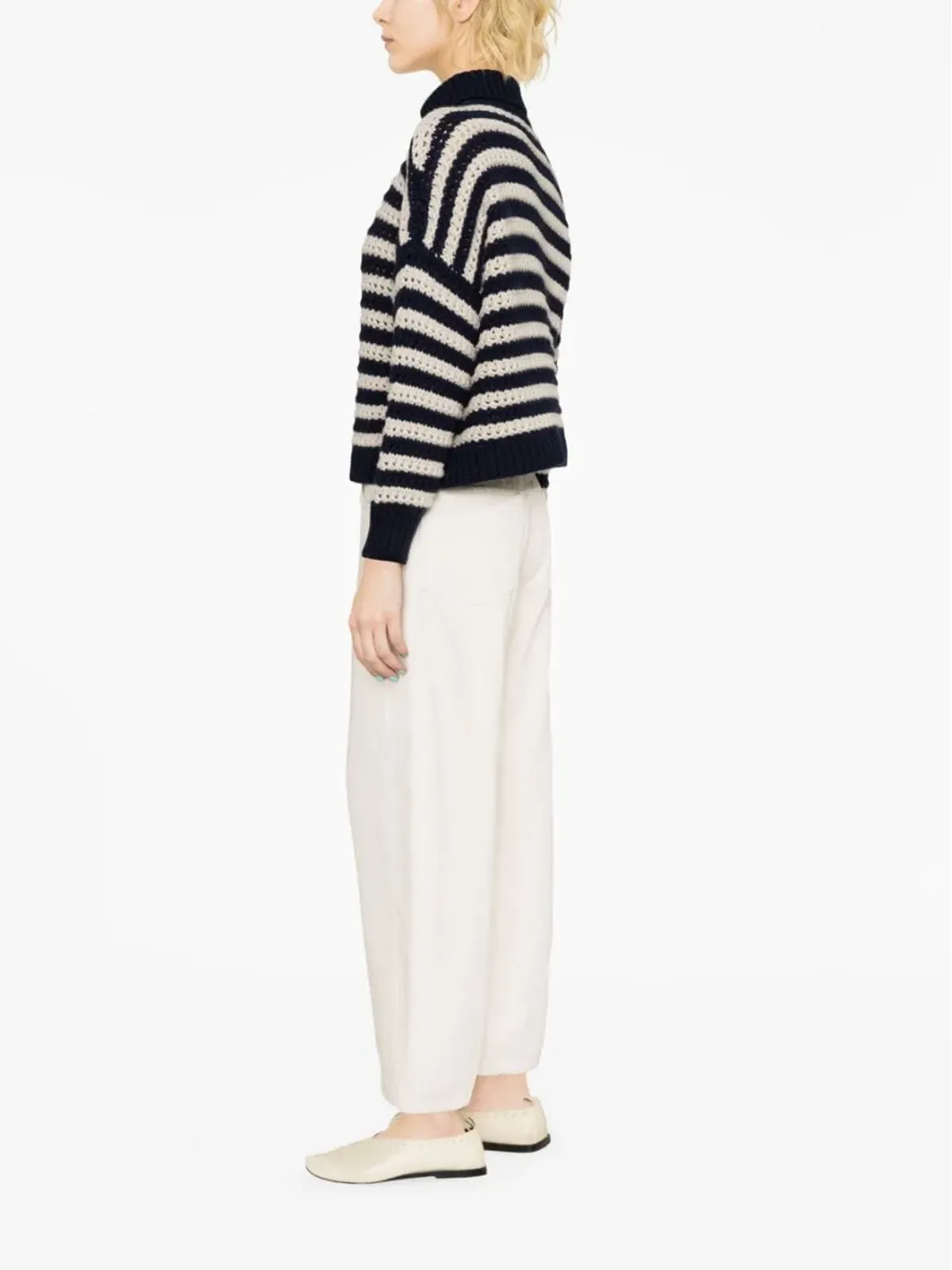 Brunello Cucinelli ストライプ柄タートルネックニット - 画像4