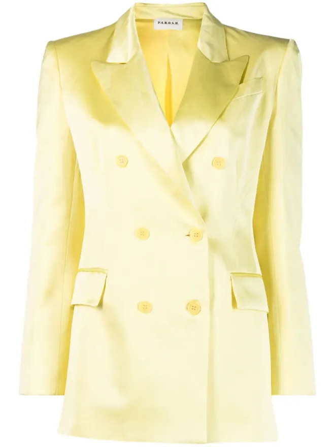 P.A.R.O.S.H. P.A.R.O.S.H. サテン仕上げ ダブルブレスト ブレザー - Yellowの商品画像