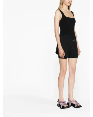 Jil Sander ロゴプリント レイヤードショーツ - ブラック - サムネイル4