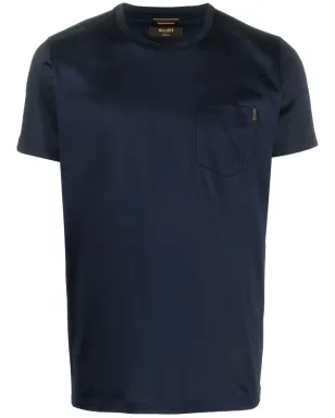 Moorer サテン仕上げ クルーネック コットンTシャツ - ブルー - サムネイル1