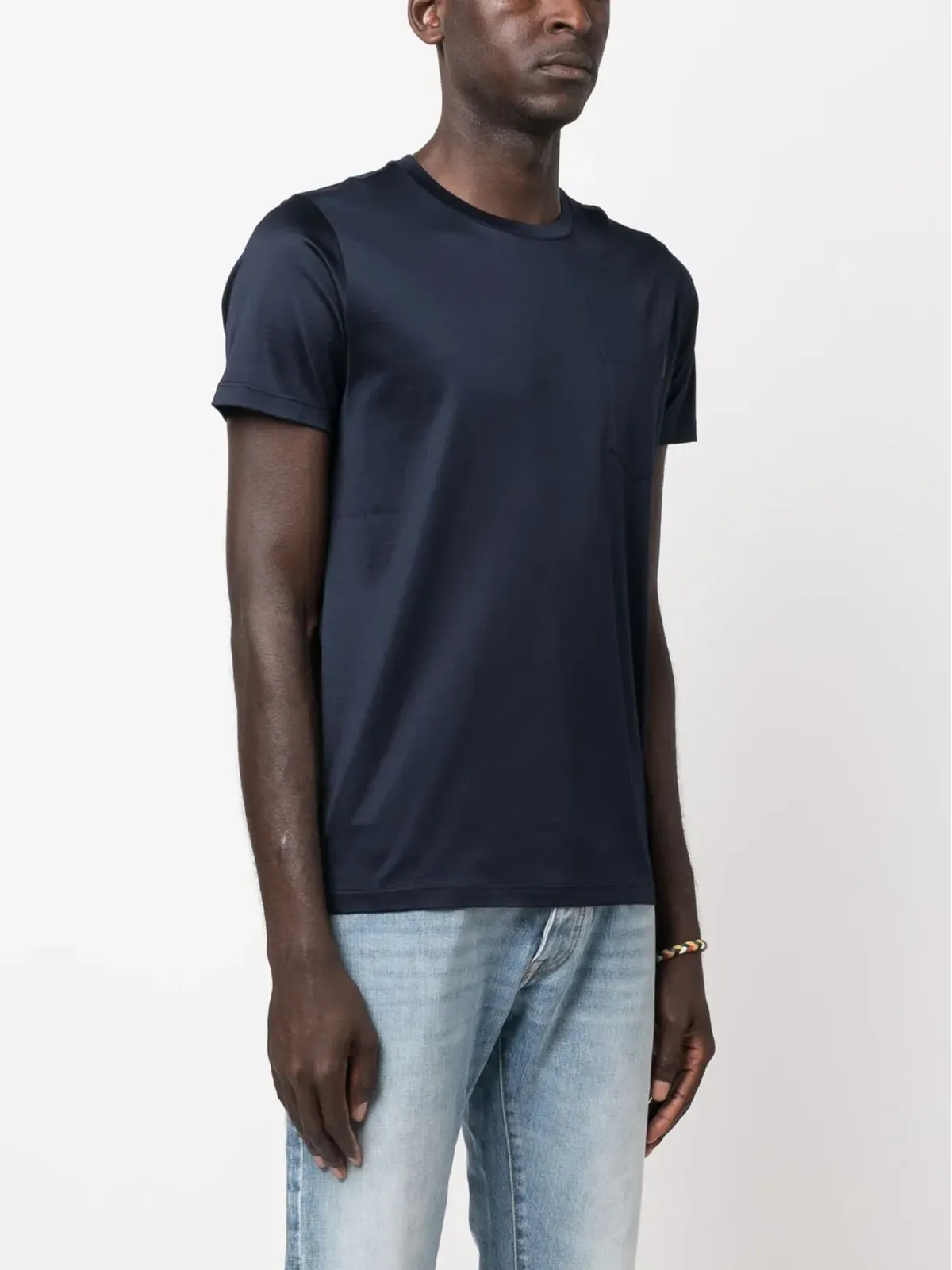 Moorer サテン仕上げ クルーネック コットンTシャツ - ブルー - 画像3