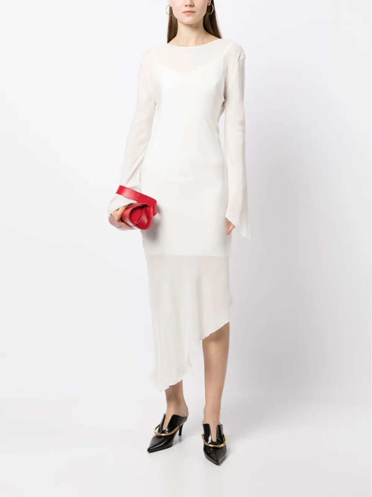 Materiel アシンメトリックバックレスシアードレス - 画像2