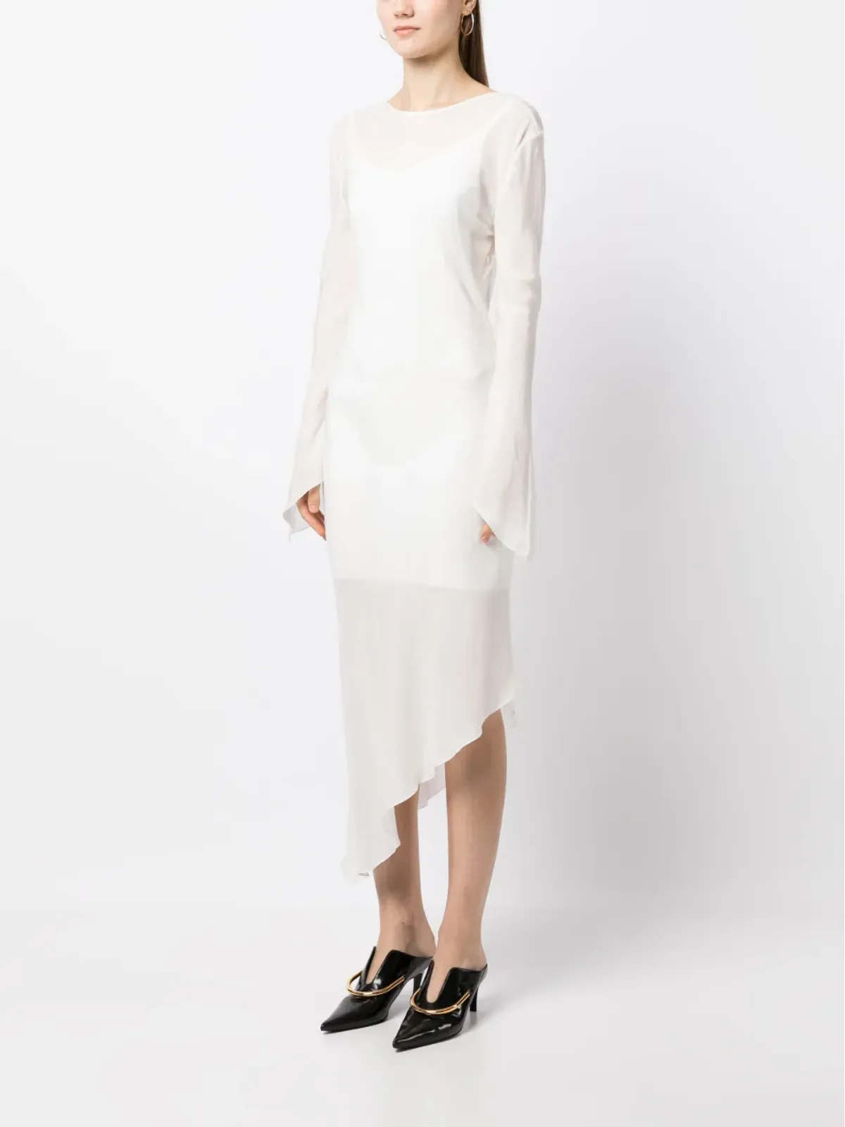 Materiel アシンメトリックバックレスシアードレス - 画像3