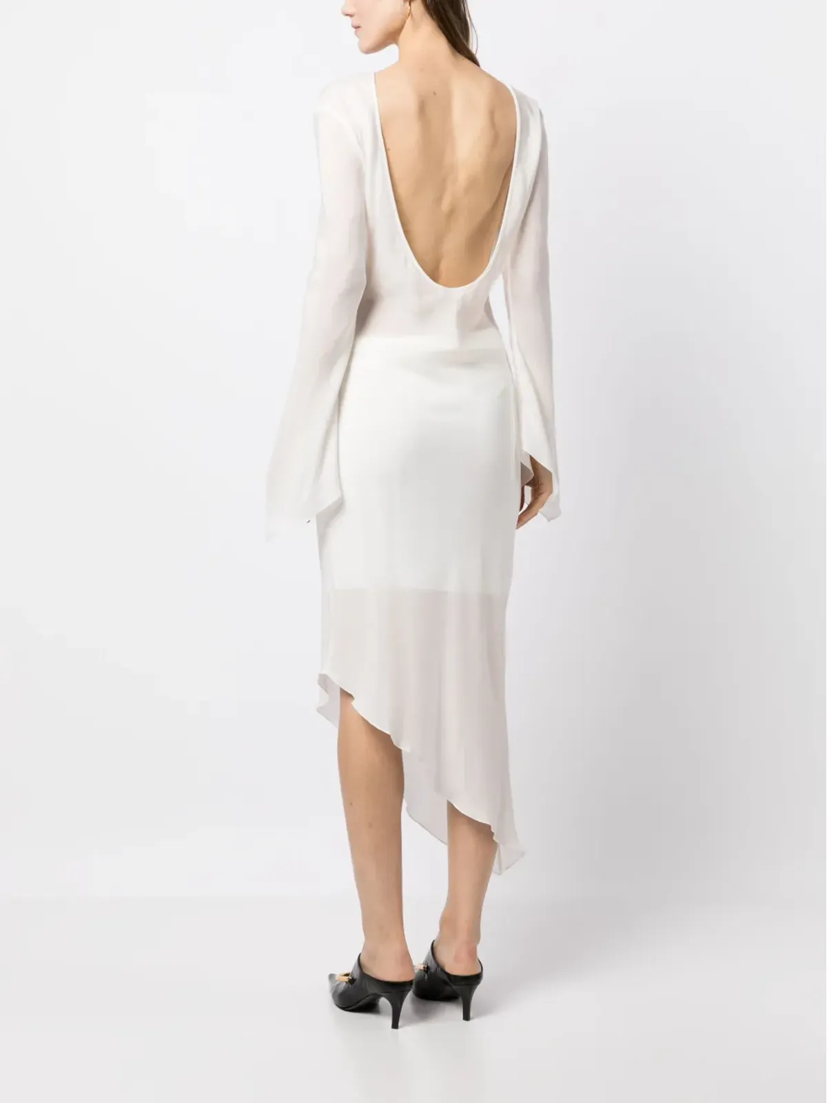 Materiel アシンメトリックバックレスシアードレス - 画像4