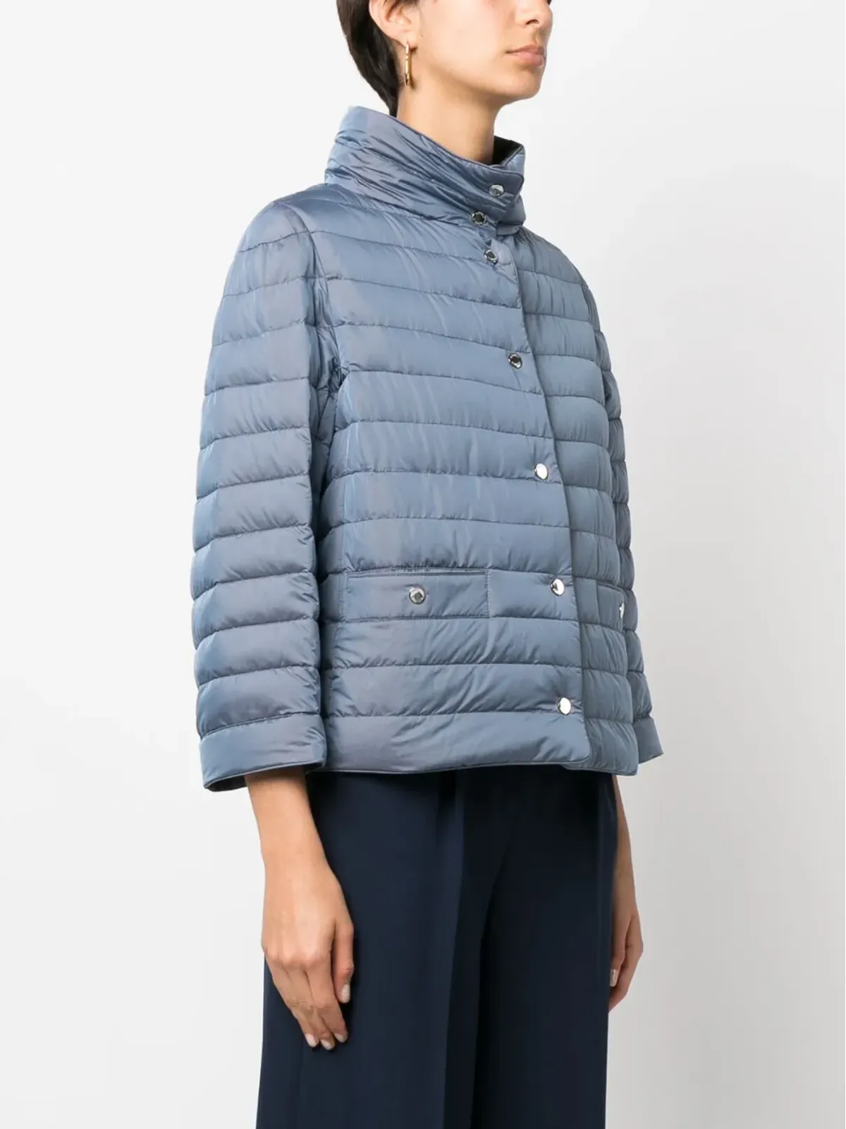 Moorer シンディ ハイカラー パッド入りジャケット - 画像3