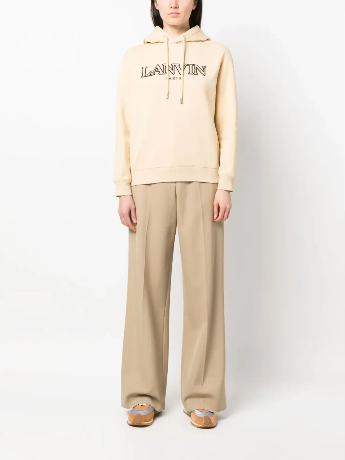 Lanvin ロゴ刺繍コットンフーディー - 画像2