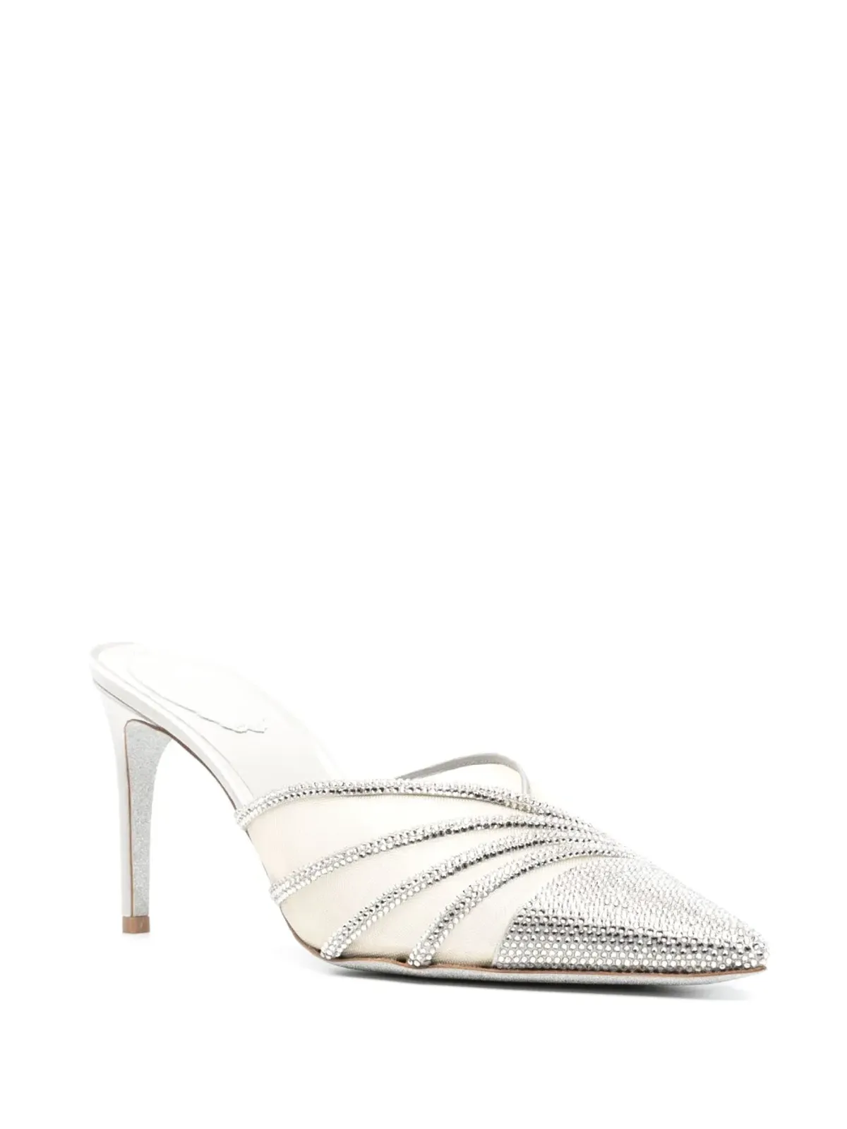 René Caovilla Bridal 80mm crystal-embellished mules - Grey - 画像2