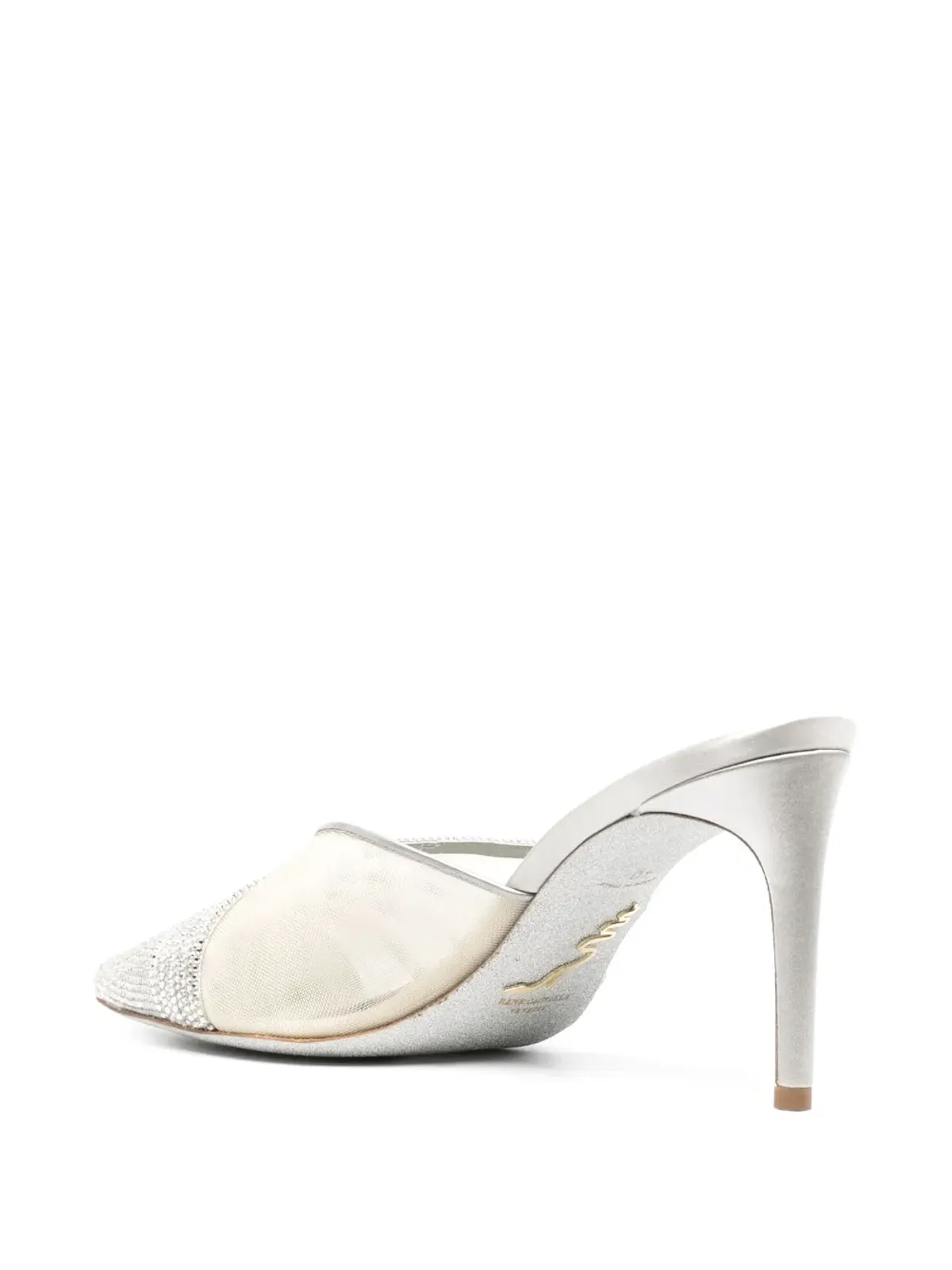René Caovilla Bridal 80mm crystal-embellished mules - Grey - 画像3