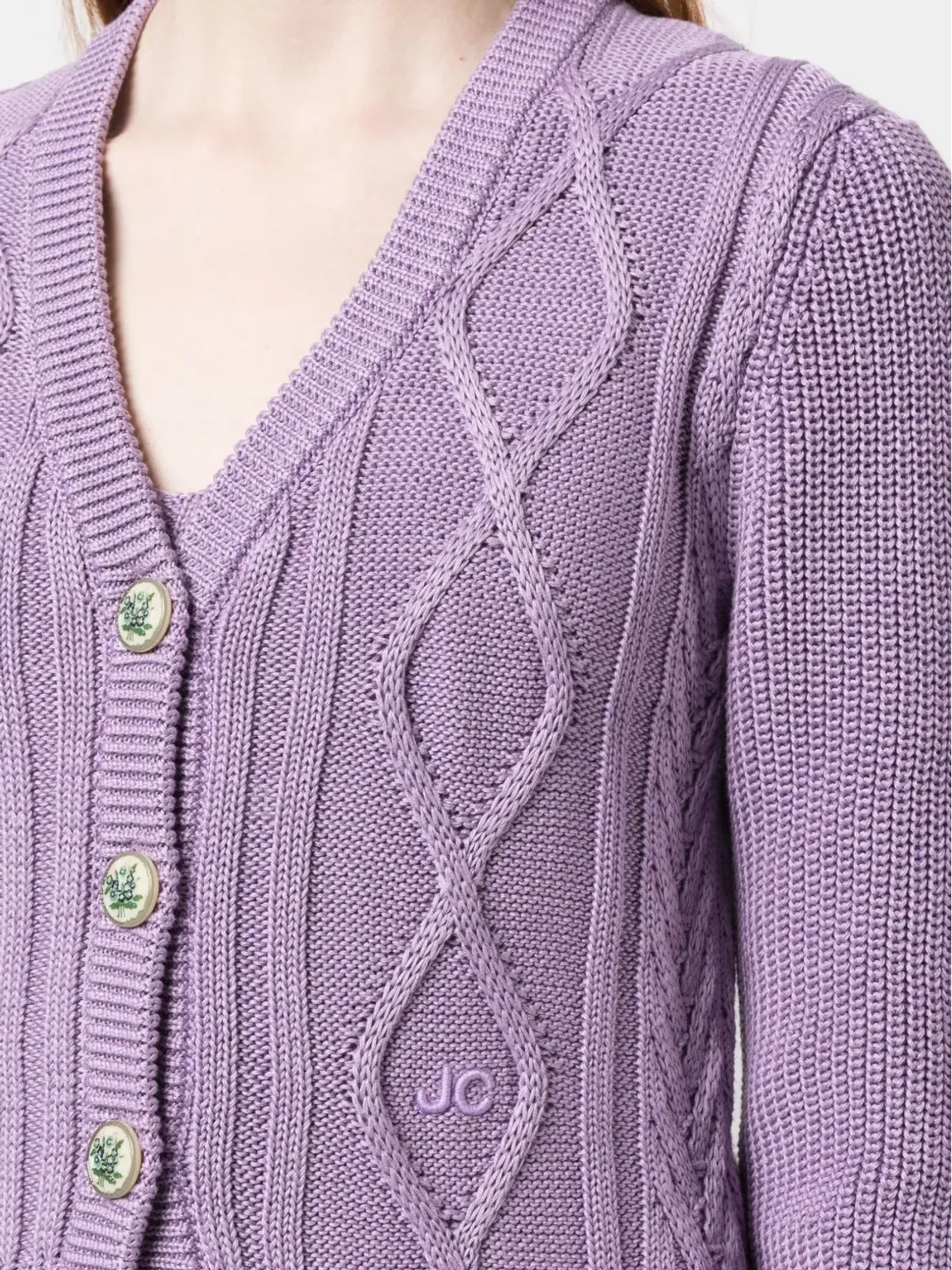Jacob Cohën ロゴ刺繍付き ケーブルニット カーディガン - 画像5