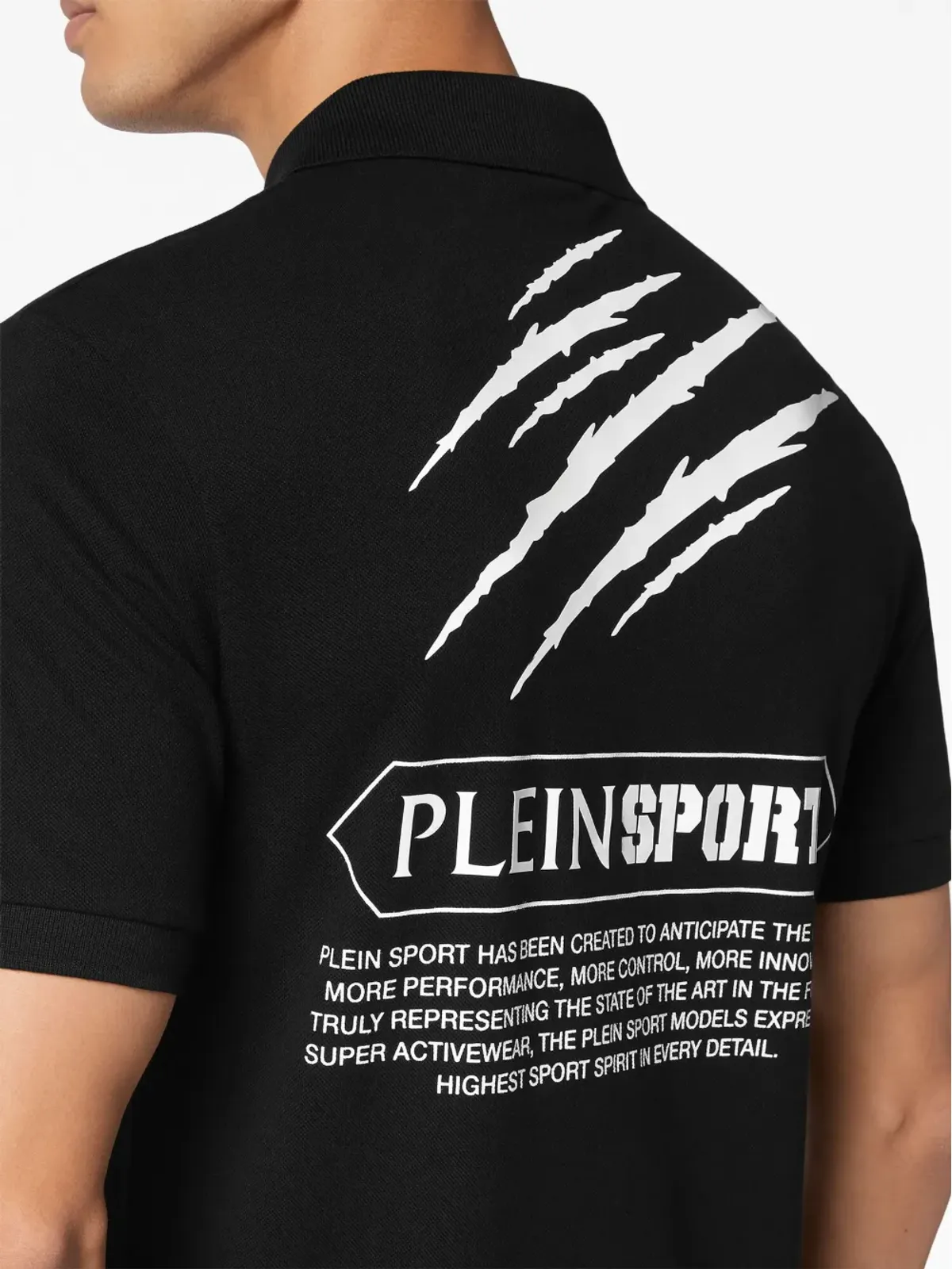 Plein Sport ロゴパッチ コットン ポロシャツ - ブラック - 画像3