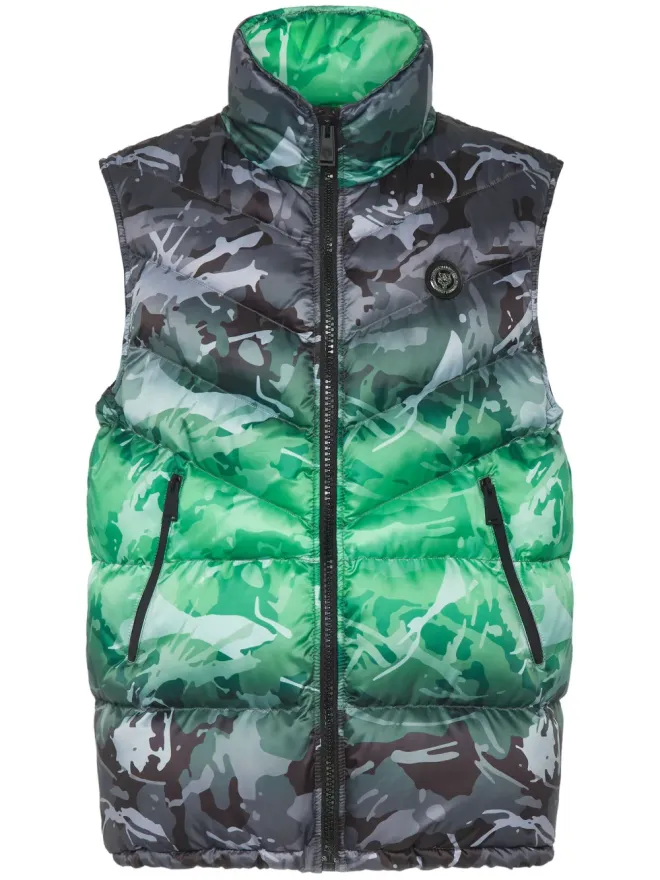 Plein Sport Plein Sport 迷彩柄パッド入りベスト - グレーの商品画像