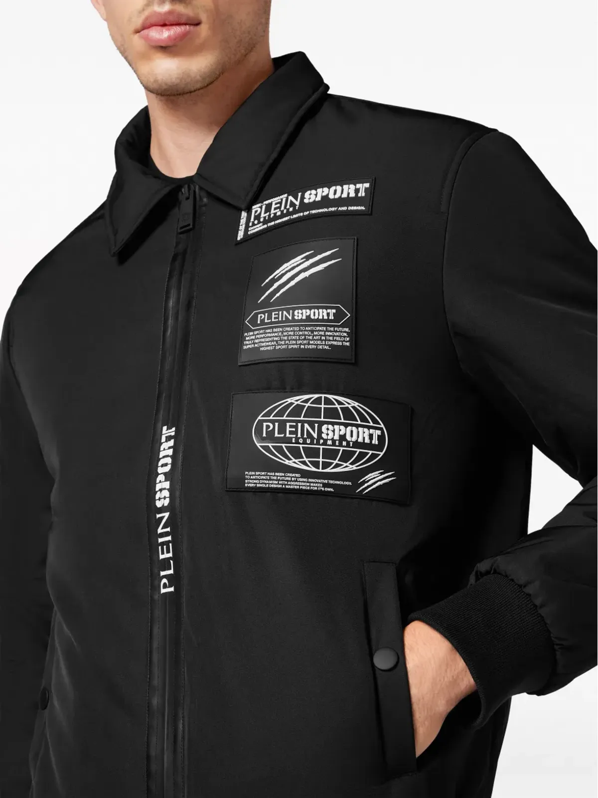 Plein Sport ボンバージャケット ロゴパッチ マットフィニッシュ - 画像5
