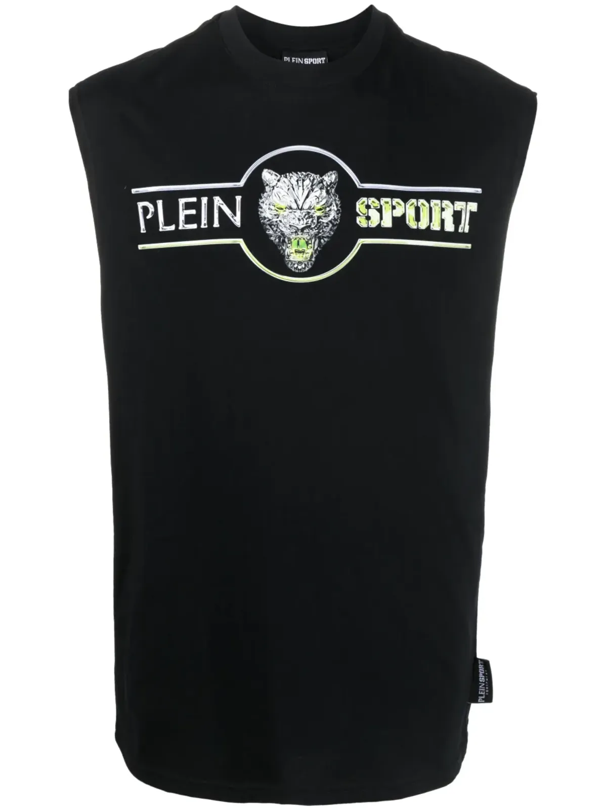 Plein Sport ロゴプリント コットン タンクトップ ブラック - 画像1