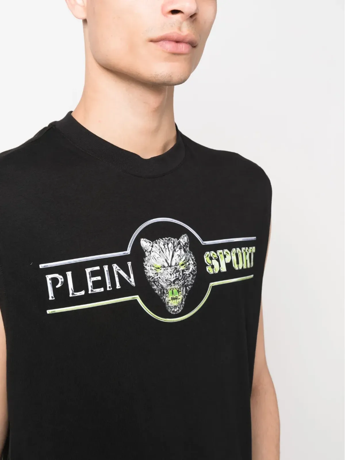 Plein Sport ロゴプリント コットン タンクトップ ブラック - 画像5