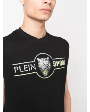 Plein Sport ロゴプリント コットン タンクトップ ブラック - サムネイル5