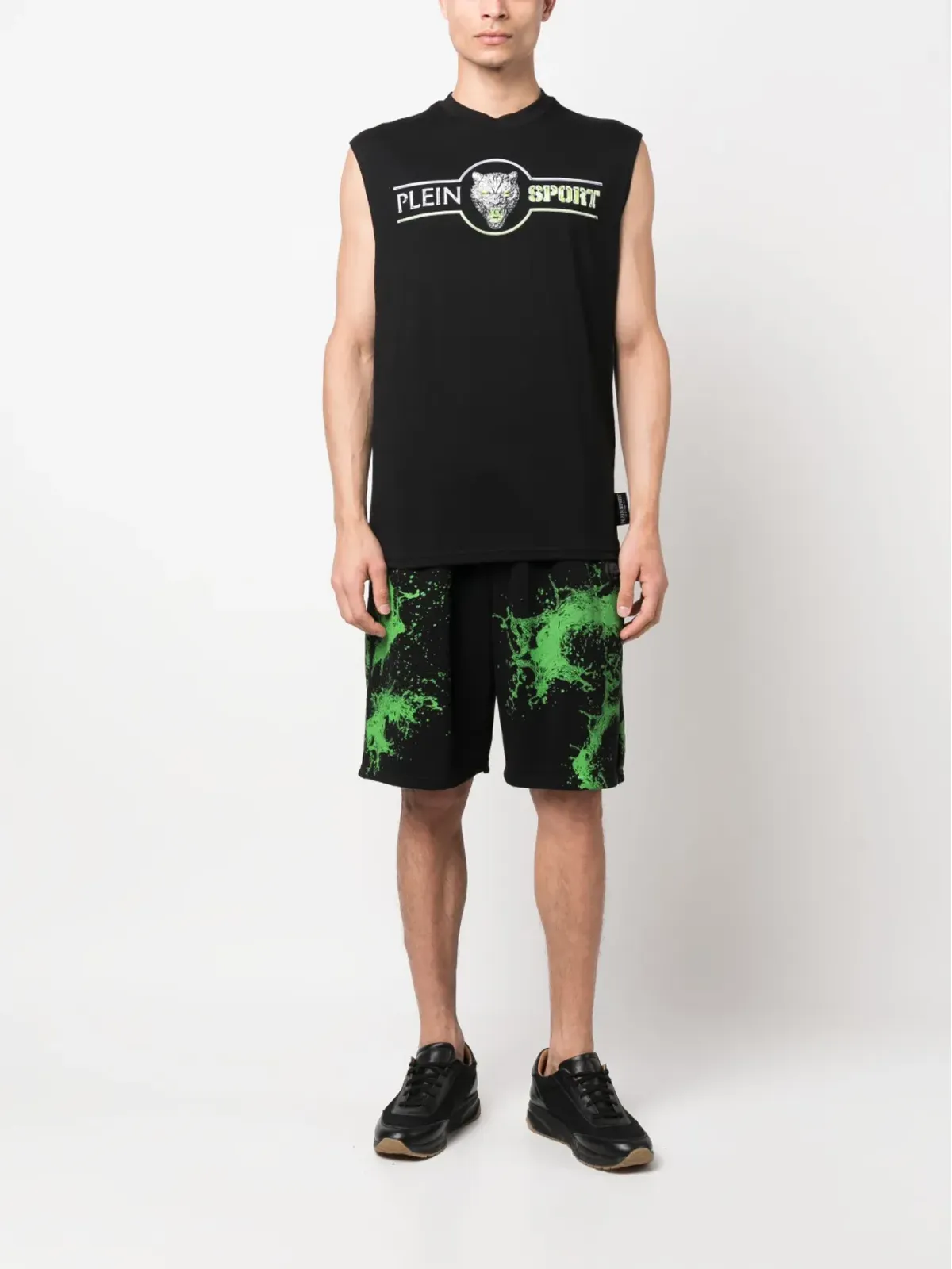 Plein Sport ロゴプリント コットン タンクトップ ブラック - 画像2