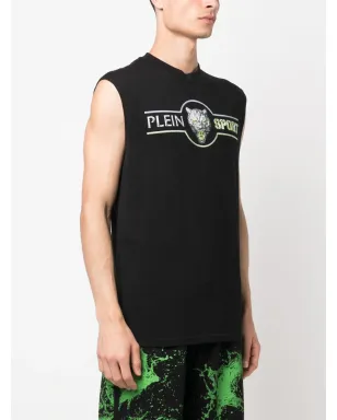Plein Sport ロゴプリント コットン タンクトップ ブラック - サムネイル3