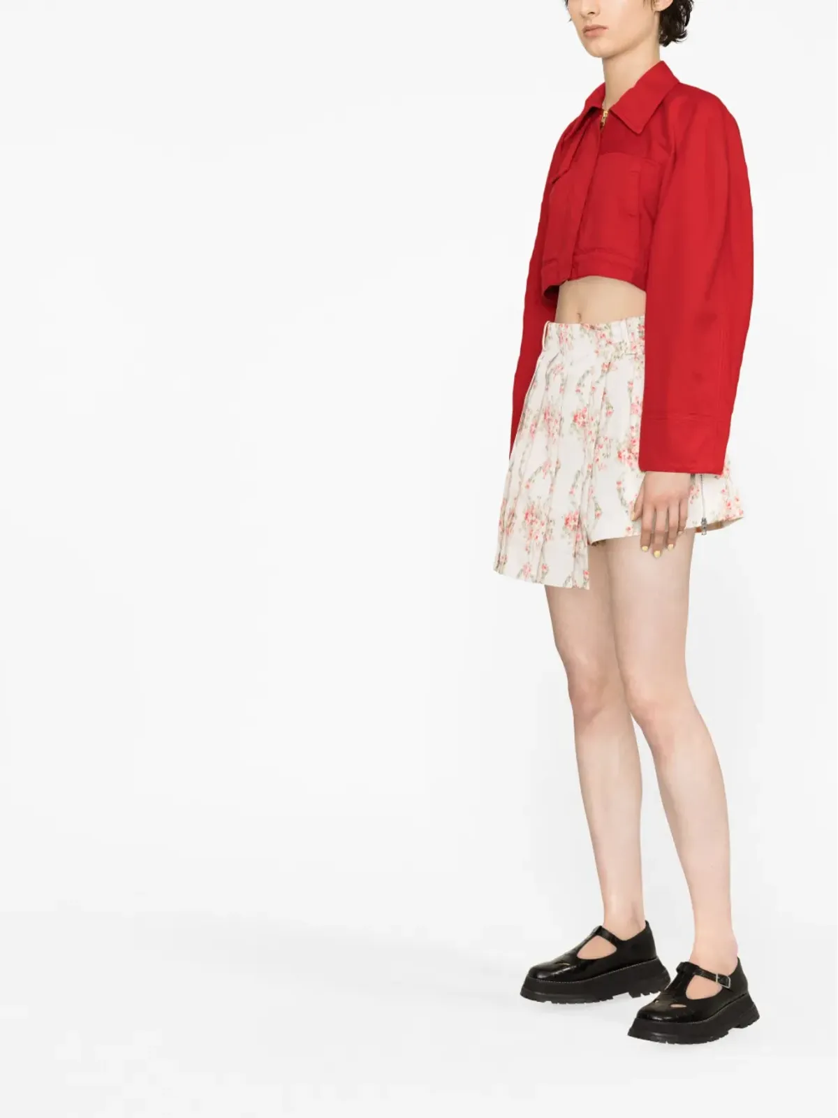 Simone Rocha 花柄プリント アシンメトリック・スコーツ - 画像4