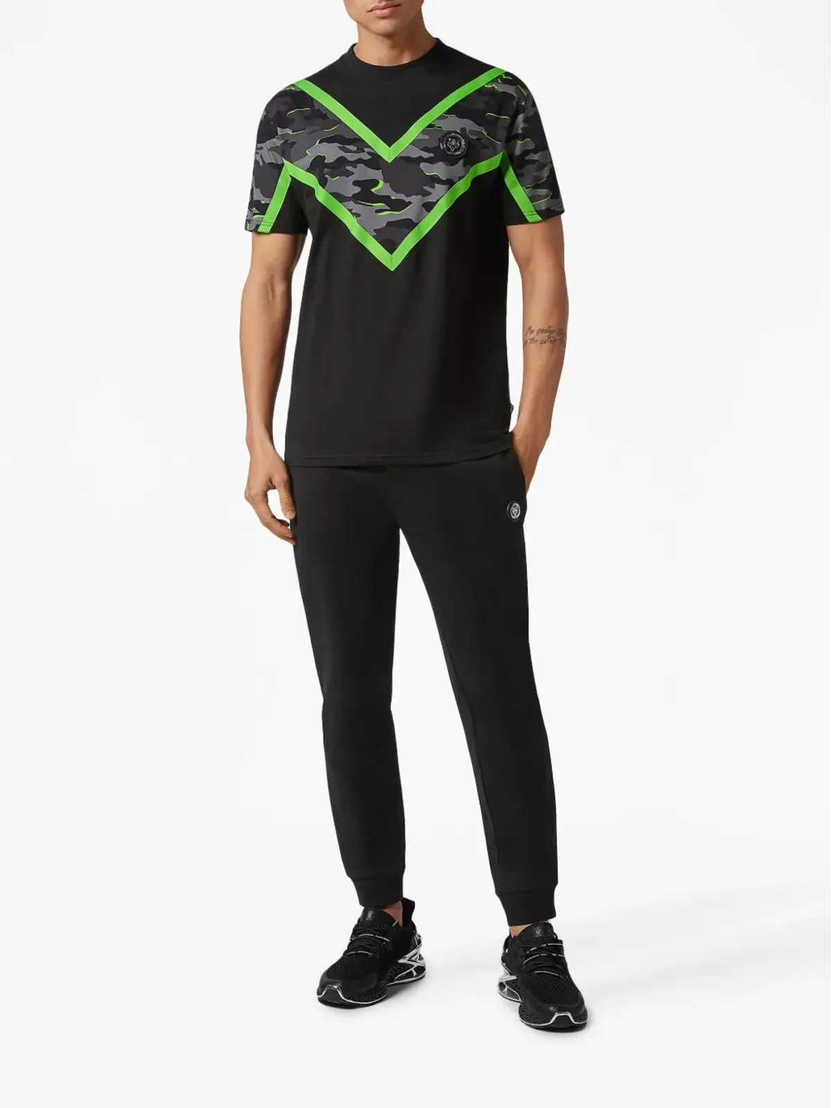 Plein Sport SS Neon Amazon Edition カモフラージュプリント Tシャツ ブラック - 画像2